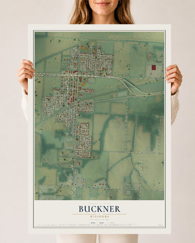 Map of Buckner, Missouri, 24 x 36 inch unframed archival matte print