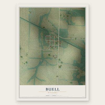 Buell, Missouri map print, the full design