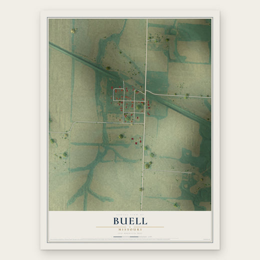 Buell, Missouri map print, the full design