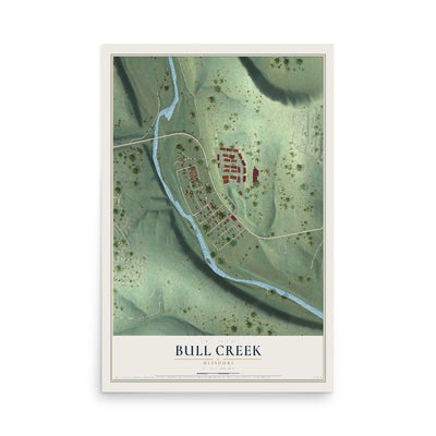Map of Bull Creek, Missouri, 12 x 18 inch unframed archival matte print