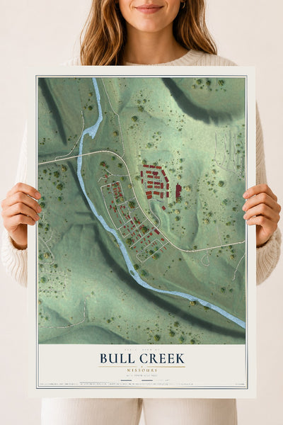 Map of Bull Creek, Missouri, 18 x 24 inch unframed archival matte print