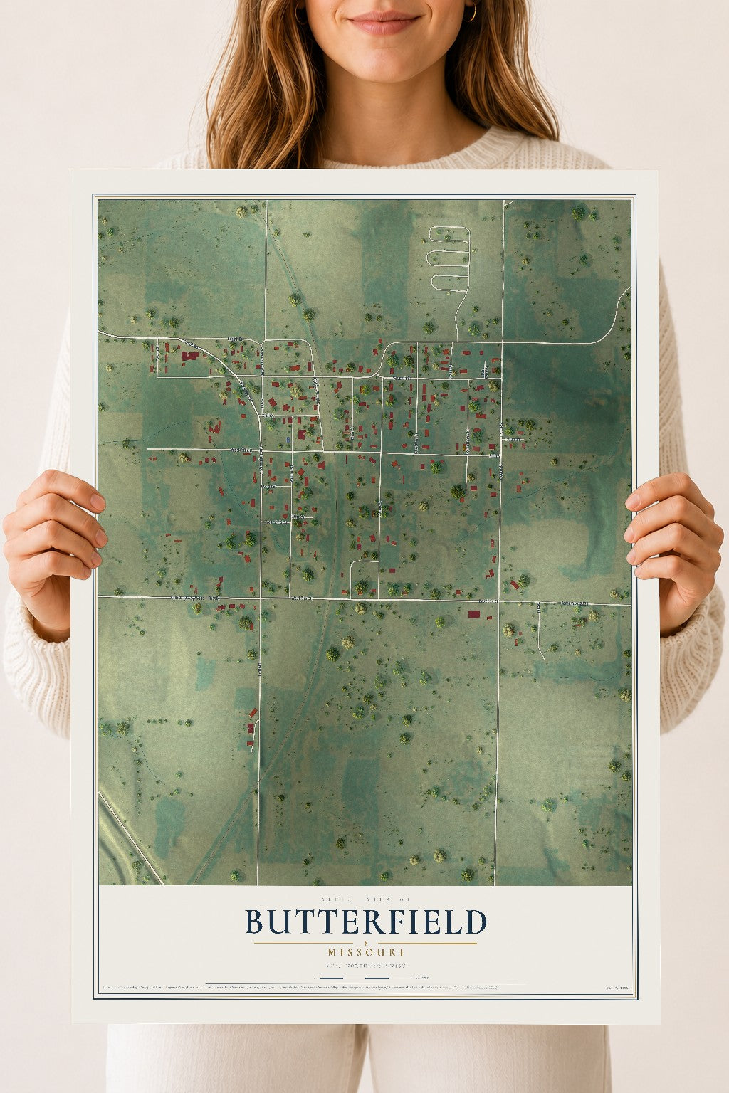 Map of Butterfield, Missouri, 18 x 24 inch unframed archival matte print