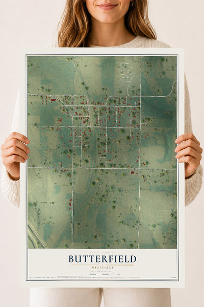 Map of Butterfield, Missouri, 18 x 24 inch unframed archival matte print