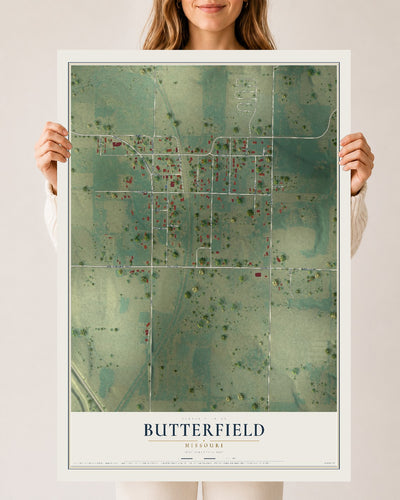 Map of Butterfield, Missouri, 24 x 36 inch unframed archival matte print