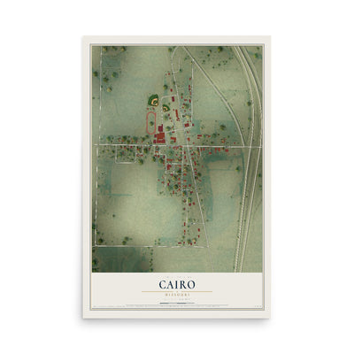 Map of Cairo, Missouri, 12 x 18 inch unframed archival matte print