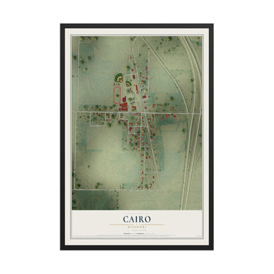 Map of Cairo, Missouri, 12 x 18 inch print in a black wood frame
