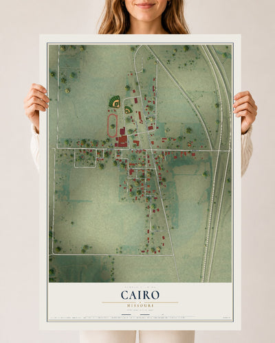 Map of Cairo, Missouri, 24 x 36 inch unframed archival matte print