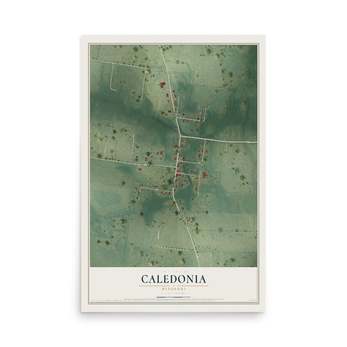 Map of Caledonia, Missouri, 12 x 18 inch unframed archival matte print