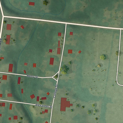 Second close-up of the map of Caledonia, Missouri print showing more streets and buildings