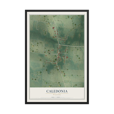 Map of Caledonia, Missouri, 12 x 18 inch print in a black wood frame