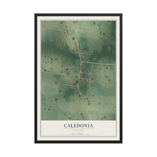 Map of Caledonia, Missouri, 12 x 18 inch print in a black wood frame