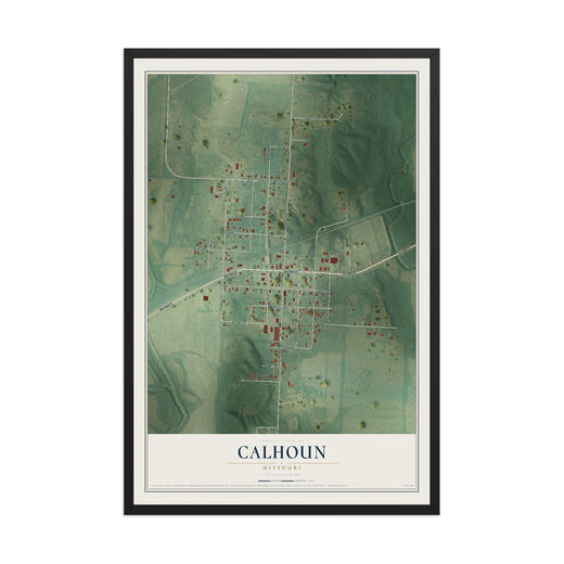 Map of Calhoun, Missouri, 12 x 18 inch print in a black wood frame