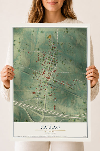 Map of Callao, Missouri, 18 x 24 inch unframed archival matte print