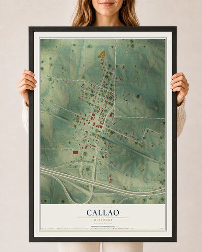 Map of Callao, Missouri, 24 x 36 inch print in a black wood frame