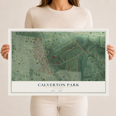 Map of Calverton Park, Missouri, 12 x 18 inch unframed archival matte print