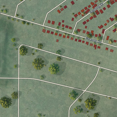 Second close-up of the map of Calverton Park, Missouri print showing more streets and buildings