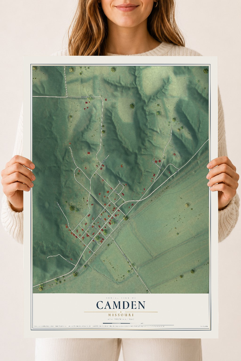 Map of Camden, Missouri, 18 x 24 inch unframed archival matte print