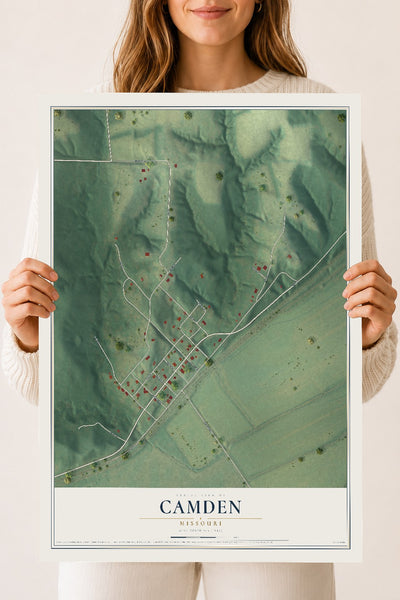 Map of Camden, Missouri, 18 x 24 inch unframed archival matte print