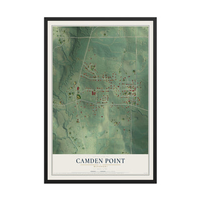 Map of Camden Point, Missouri, 12 x 18 inch print in a black wood frame