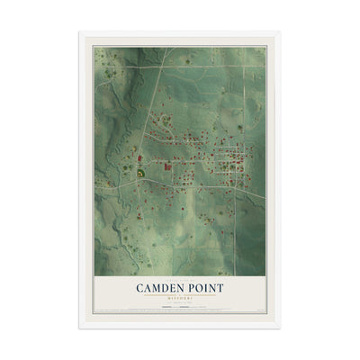 Map of Camden Point, Missouri, 12 x 18 inch print in a white wood frame