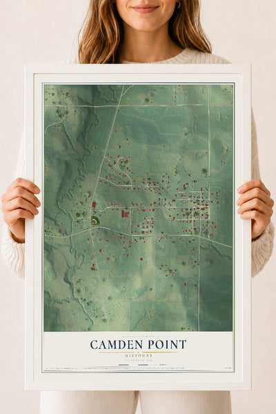 Map of Camden Point, Missouri, 18 x 24 inch print in a white wood frame