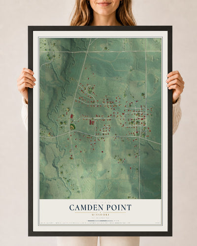 Map of Camden Point, Missouri, 24 x 36 inch print in a black wood frame