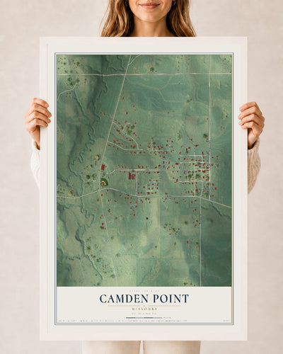Map of Camden Point, Missouri, 24 x 36 inch print in a white wood frame