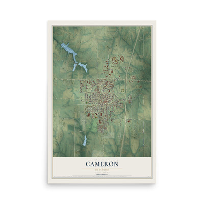Map of Cameron, Missouri, 12 x 18 inch unframed archival matte print