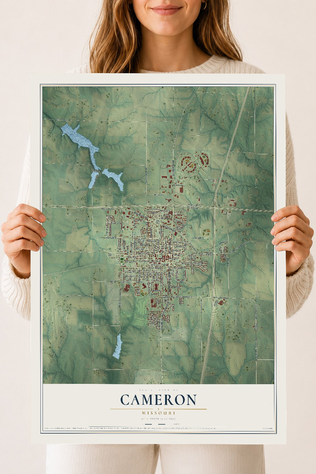 Map of Cameron, Missouri, 18 x 24 inch unframed archival matte print
