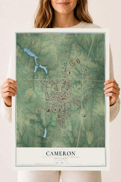 Map of Cameron, Missouri, 18 x 24 inch unframed archival matte print