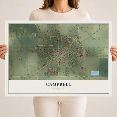 Map of Campbell, Missouri, 18 x 24 inch unframed archival matte print