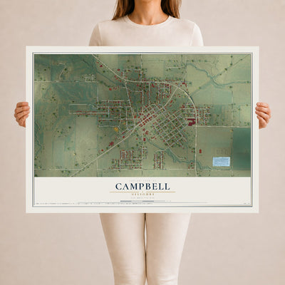 Map of Campbell, Missouri, 24 x 36 inch unframed archival matte print