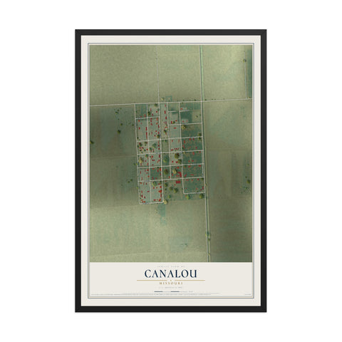 Map of Canalou, Missouri, 12 x 18 inch print in a black wood frame