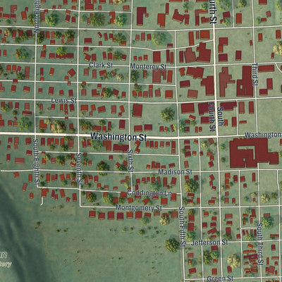 Close-up of the map of Canton, Missouri print showing street and building detail
