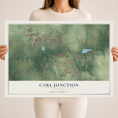 Map of Carl Junction, Missouri, 18 x 24 inch unframed archival matte print
