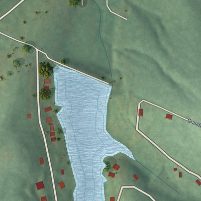 Second close-up of the map of Cedar Hill Lakes, Missouri print showing more streets and buildings