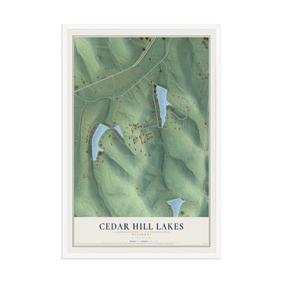 Map of Cedar Hill Lakes, Missouri, 12 x 18 inch print in a white wood frame