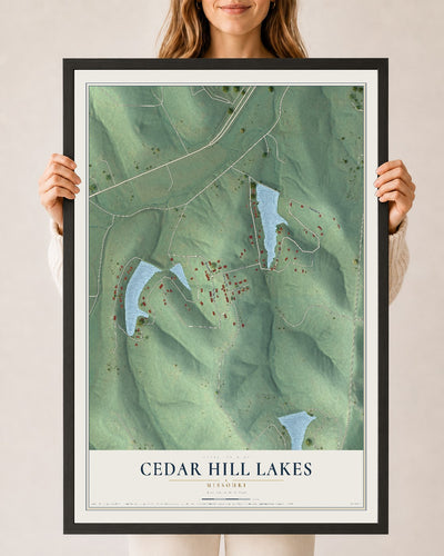 Map of Cedar Hill Lakes, Missouri, 24 x 36 inch print in a black wood frame