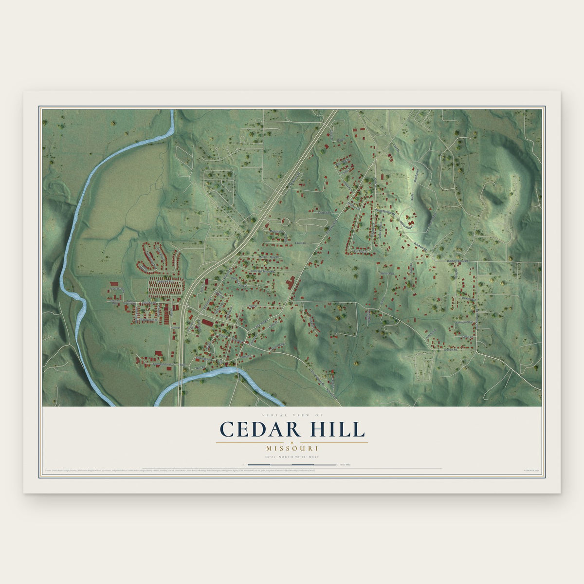 Cedar Hill, Missouri map print, the full design