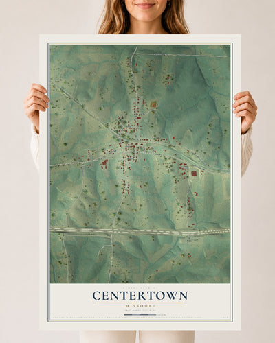 Map of Centertown, Missouri, 24 x 36 inch unframed archival matte print