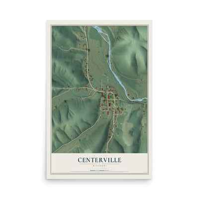 Map of Centerville, Missouri, 12 x 18 inch unframed archival matte print