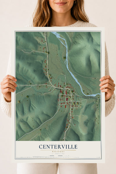 Map of Centerville, Missouri, 18 x 24 inch unframed archival matte print
