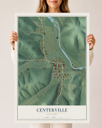 Map of Centerville, Missouri, 24 x 36 inch unframed archival matte print
