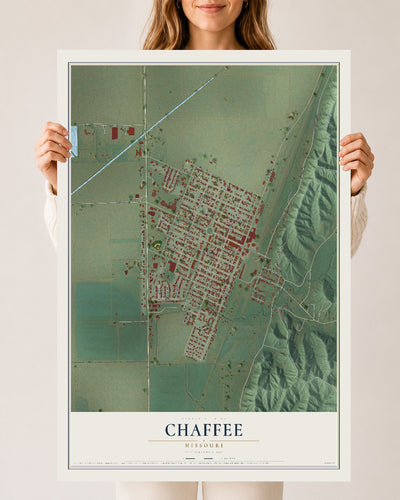 Map of Chaffee, Missouri, 24 x 36 inch unframed archival matte print
