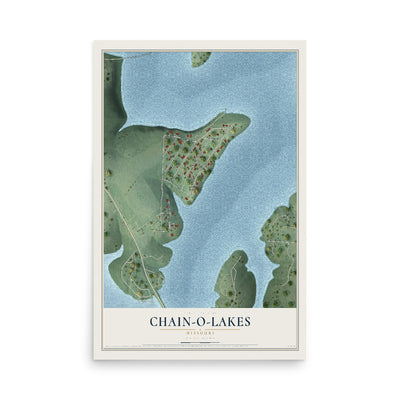 Map of Chain-O-Lakes, Missouri, 12 x 18 inch unframed archival matte print