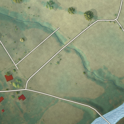 Second close-up of the map of Chain of Rocks, Missouri print showing more streets and buildings