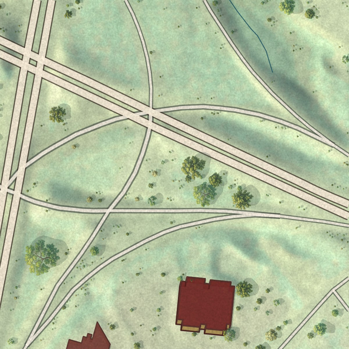 Close-up of the map of Champ, Missouri print showing street and building detail