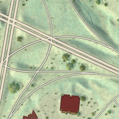 Close-up of the map of Champ, Missouri print showing street and building detail