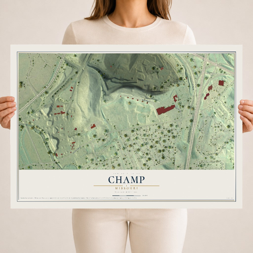 Map of Champ, Missouri, 18 x 24 inch unframed archival matte print