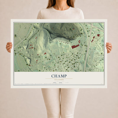 Map of Champ, Missouri, 24 x 36 inch unframed archival matte print